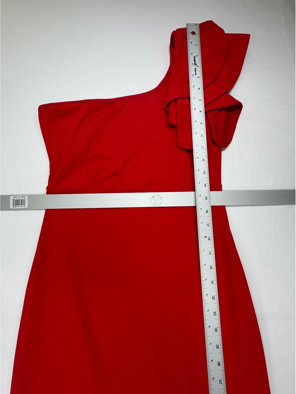 Mokoru Women's Sheath Dress One-Shoulder Ruffle Midi Solid Size Medium Red NWT - Picture 5 of 12